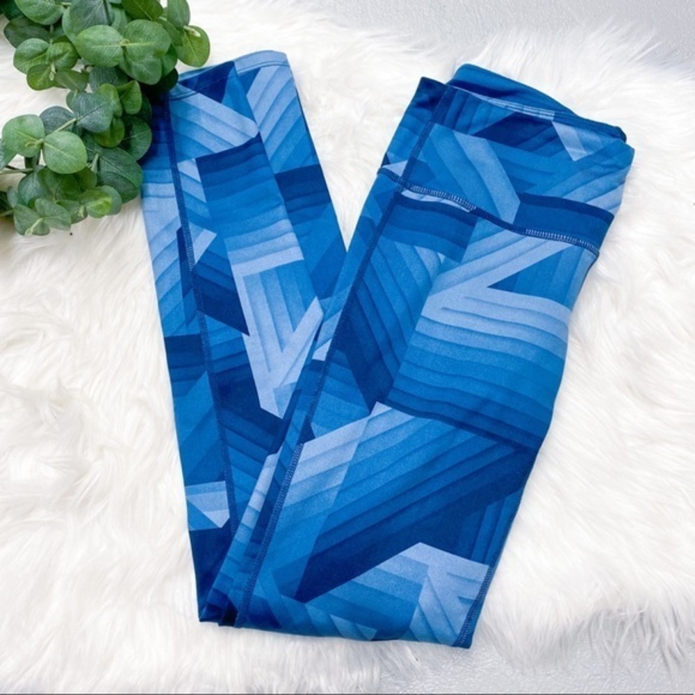 Athleta Leggings Womens Small Blue Geometric Print Athletic Yoga Workout Pants